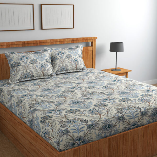 CHHILAKIYA 210 TC MICROFIBER PRINTED DOUBLE BEDSHEET WITH PILLOW COVERS